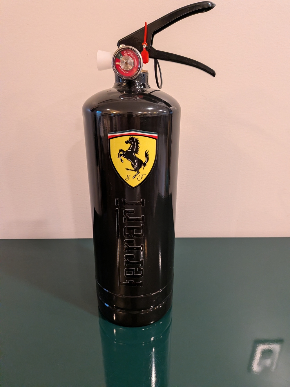Ferrari Black Decorative Empty Fire Extinguisher Accent 14.5" X 4.5"